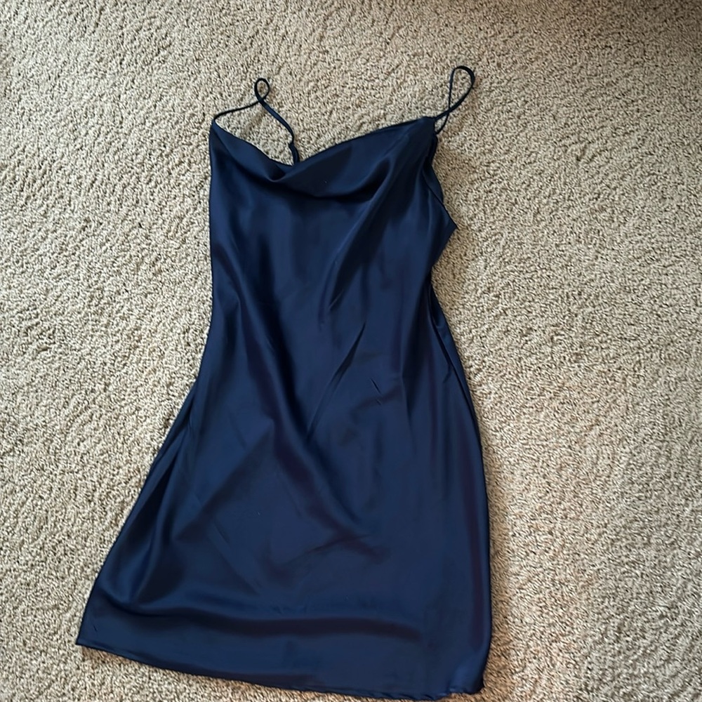 urban outfitters blue silk mini dress